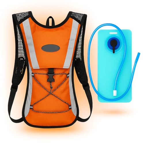 Mochila de Hidratação para Bike e Ciclismo – Bolsa Impermeável 8 Litros com Reservatório – Leve, Compacta, Esportiva – Corrida, Trilha, MTB e Esportes Outdoor (Laranja)