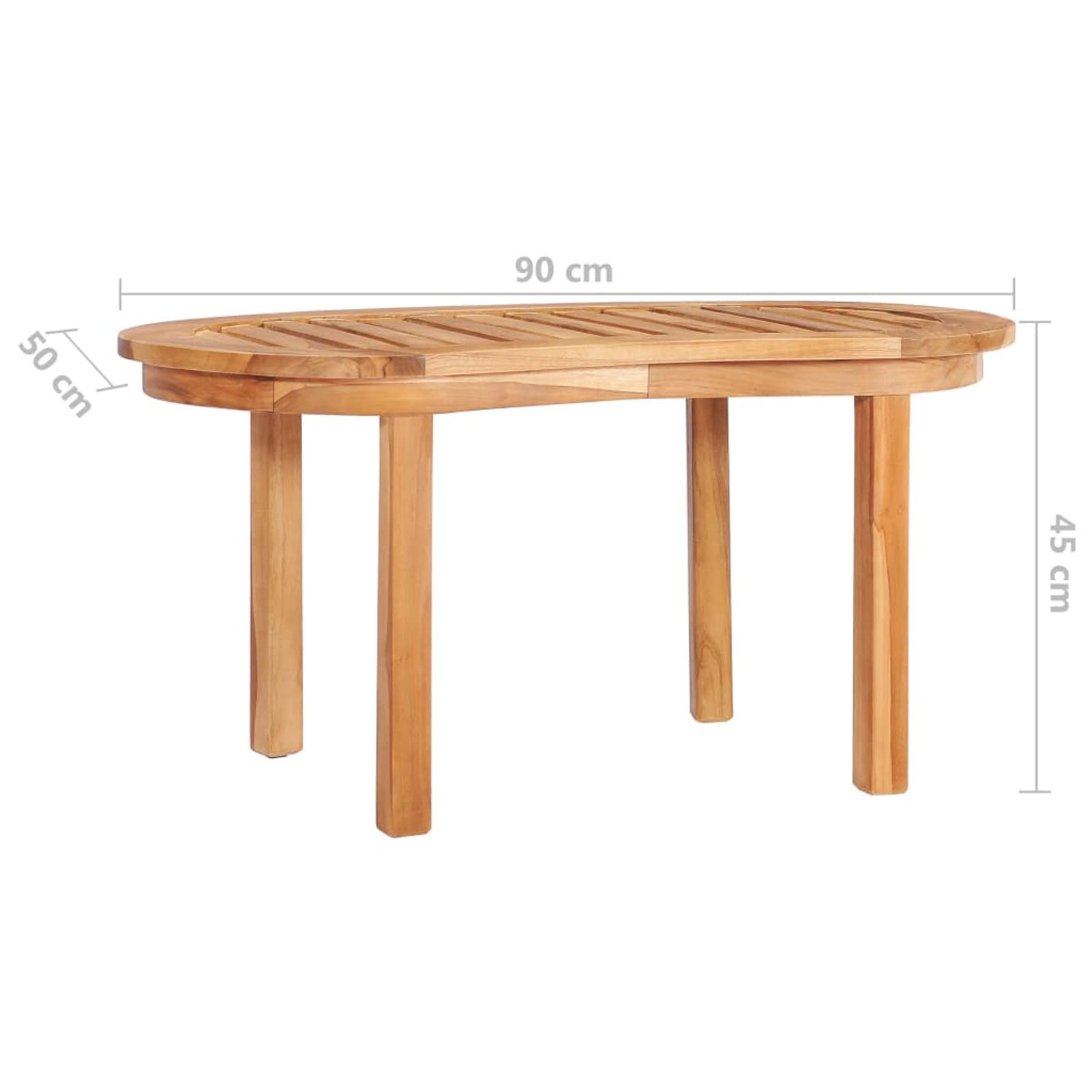 Homgoday Table basse 90 x 50 x 45 cm en bois de teck massif, table d'appoint pour canapé, table d'appoint pour salon, salle de réception d'invités, chambre à coucher et mobilier de bureau