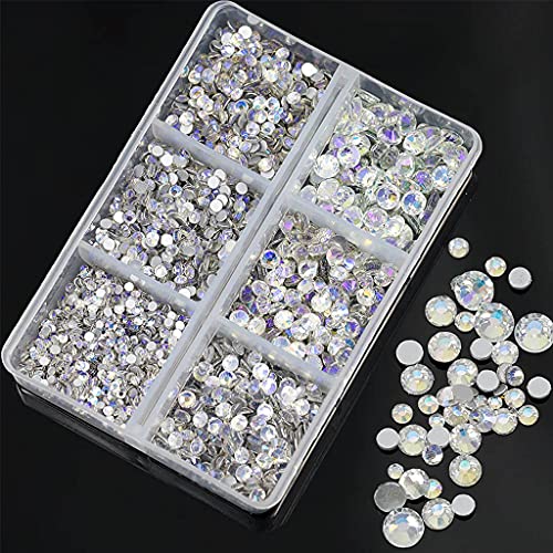 Gergxi Hotfix AB Strasssteine, verschiedene Größen, Kristall, flache Rückseite, Strass, 3D-Nagel-Diamanten, Nagelschmuck… – Bild 5