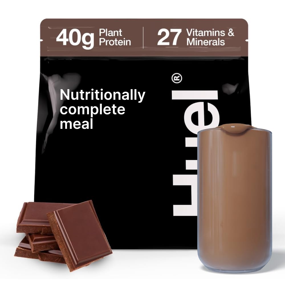 HuelBlack Edition - Nutritionally Complete 100% Vegan Gluten-Free - Less Carbs More Protein - Powdered Meal (Chocolate, 1 Bag)