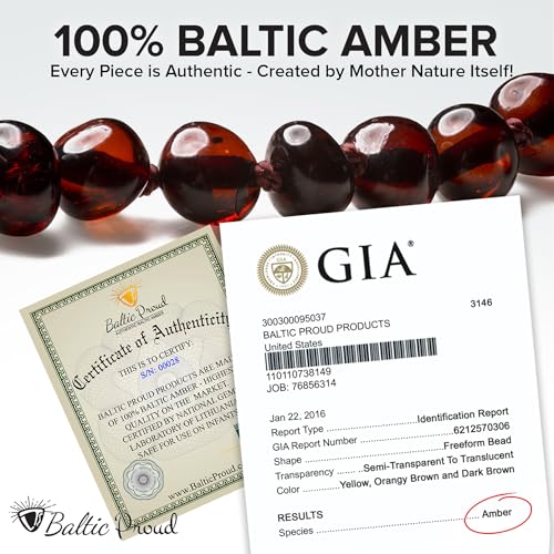 Baltic Proud Amber Necklace for Women and Men (Authentic, Certified) - 18 inches, Cherry (Polished) - Unisex Amber Jewelry for Adults - Bead Necklace2