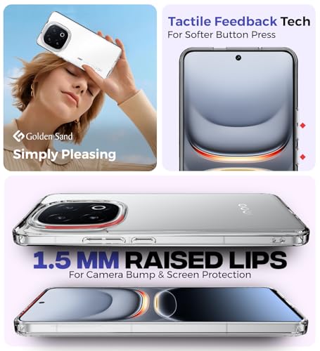 Image of Golden Sand for iQOO 13 5G Back Case - Ice Crystal Hybrid Shockproof Back Cover, Transparent PC Military Grade TPU, Crystal Clear