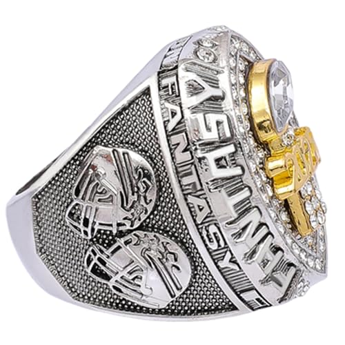 Image of 2025 Fantasy Football Championship Ring | Heavy FFL Champion Trophy Ring | Gold Silver Tone Plated Award Trophy for Fantasy Football League Winner