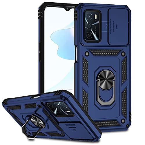 XINYEXIN Cover per Oppo A16 / Oppo A16s / Oppo A54s, Custodia con Protezione Fotocamera [360° Magnetica Anello Supporto] Hard PC y TPU Silicone Antiurto Custodie - Blu scuro