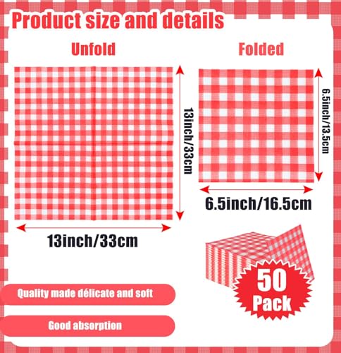 SietDESEO-50-Pieces-3-ply-Red-Gingham-Napkins-Guest-Hand-Towels-Cocktail-Napkins-Paper-Napkins-for-Dinner-Wedding-Birthday-Party-Beverage-Napkins-Disposable SietDESEO 50 Pieces 3 ply Red Gingham Napkins Guest Hand Towels Cocktail Napkins Paper Napkins for Dinner Wedding Birthday Party Beverage Napkins Disposable