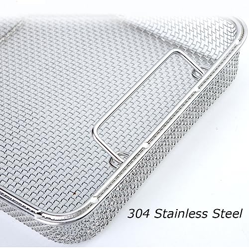 Generico Vassoio di sterilizzazione con cestello a Rete per Strumenti Chirurgici e dentali, Organizer per Strumenti autoclavabile con Coperchio (45 cm * 28 cm * 7 cm)