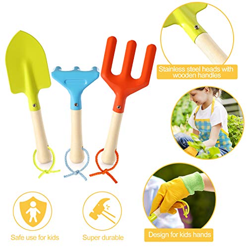 Kids Gardening Set - Kids Gardening Tools Set Colorful Children Garden Tools Fun STEM Toys with Watering Can, Gloves, Shovel, Rake, Trowel, Storage Bag, Apron, Sprayer - Gifts for Boys and Girls