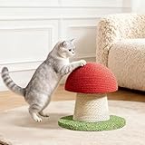 Pilz Kratzbaum, Katzenbaum mit Sisalseil und Stabiler Bodenplatte, Kratzstamm, Katzenkratzbaum, Kratzsäule mit geflochtenem Sisal, 20 cm Sockel, Innenkratzbaum für Kätzchen und kleine Katzen (18 cm)