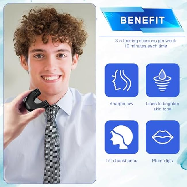 3pcs Silicone Jaw Exerciser for Men & Women, 3 Resistance Level Jaw Trainer Strengthener & Tighten Facial Muscle Jaw Shaper for Beginner Intermediate Advanced User (Black, White, Grey)