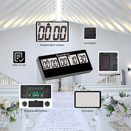 Jayron 9999 Day Digital Countdown Timer for Kitchen Office Desk LCD, Black - Image 3