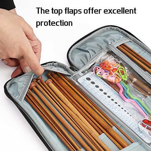 Image of KOKNIT 13.5 inch Knitting Needles Set, 36 PCS Full Smooth Bamboo Single Pointed Staight Sweater Needles with Case, Perfect Knitting Set with Accessories