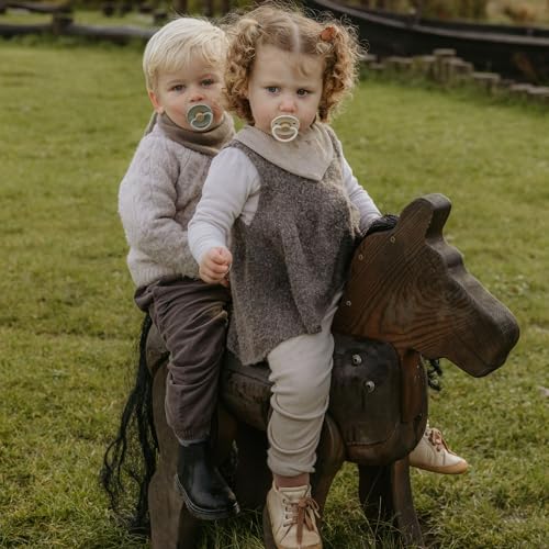 Image of FRIGG Little Viking SilkySoft Silicone Baby Pacifier 2-Pack | Made in Denmark | BPA-Free (Cocoa /Cream, 0-6 Months)