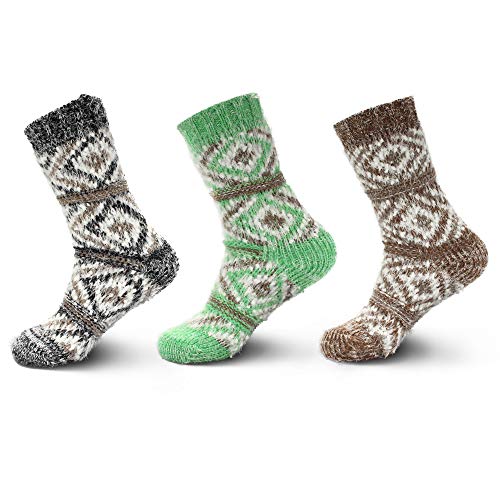 Image of BambooMN Women's Thick Vintage Pattern Cabin Crew Socks