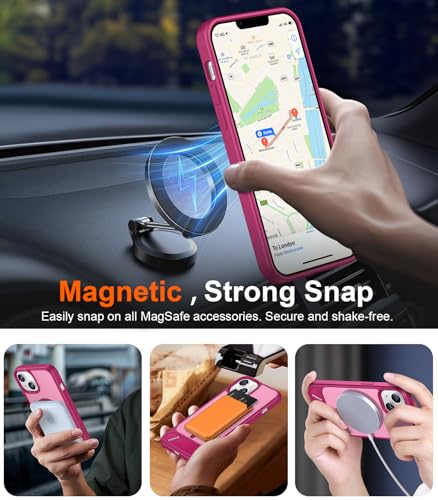Image of Magnetic Compatible with iPhone 14 Case /iPhone 13 Case,[Built-in Invisible Kickstand][Compatible with MagSafe][Military Grade Shockproof] Slim Translucent Matte Phone Case for iPhone 14 /13 6.1 inch