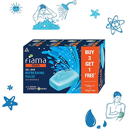 Fiama Men Refreshing Pulse Gel Bar, With Sea Minerals & Skin Conditioners For Moisturized Skin, 500g (125g - Pack of 3+1), Soap for Men, For All... - Image 6
