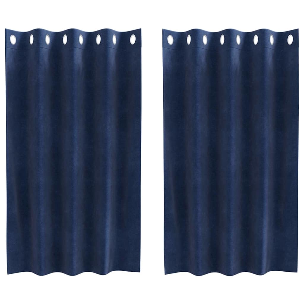 Rideaux occultants 2 pcs Bleu foncé 140 x 140 cm Velours Rideaux Bleu,4107193