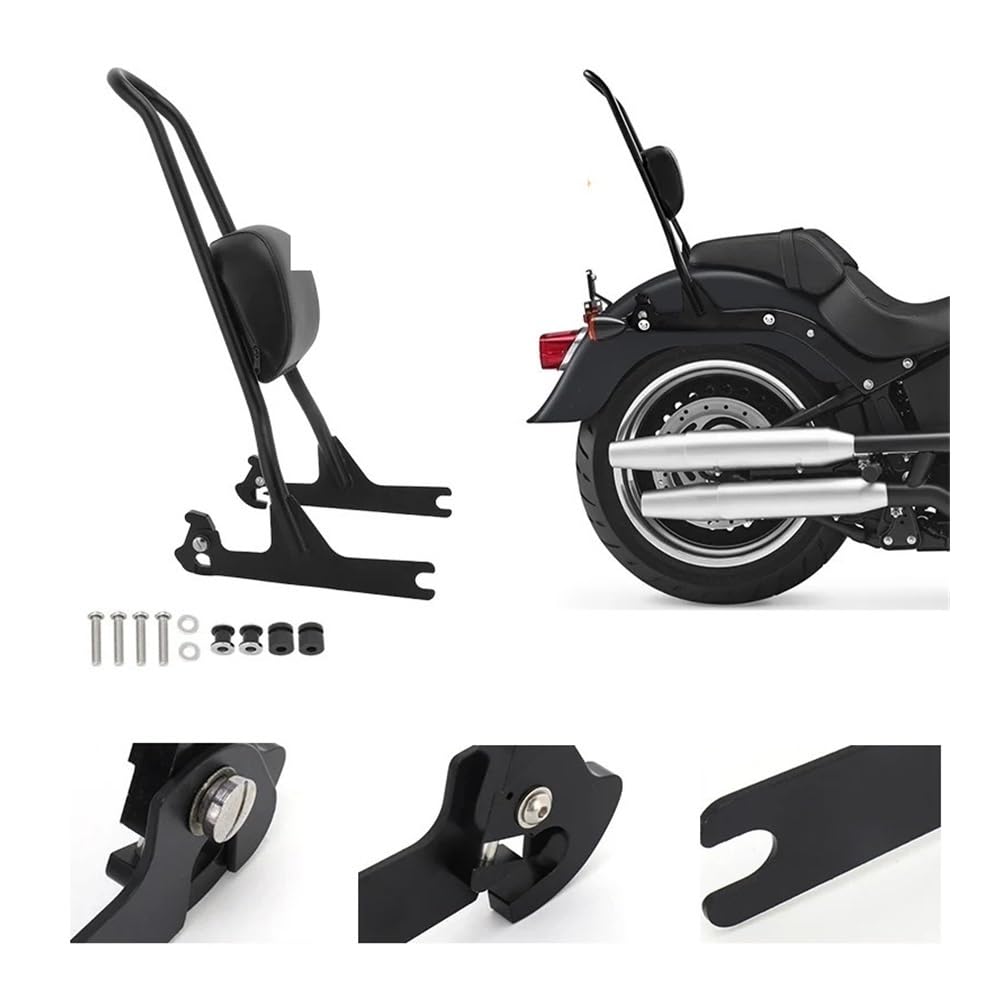 Schienale passeggero moto Kit Sissy Bar Posteriore Per Moto Nero Con Cuscino Schienale Per Ha&rley, Per Softail, Per Custom, Per FXST, Per FXSTC