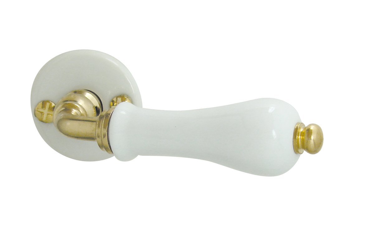 Demi poignée de porte ergonomique poire en laiton poli et porcelaine blanche