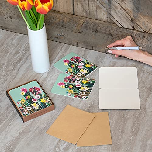 Image of Studio Oh! Artisan Blank Note Cards by Studio Oh! - Desert Blossoms - Pack of 8 - 4.25 inch x 5.5 inch Printed Textured Art Paper Embellished with Foil Stamping Cards and Envelopes