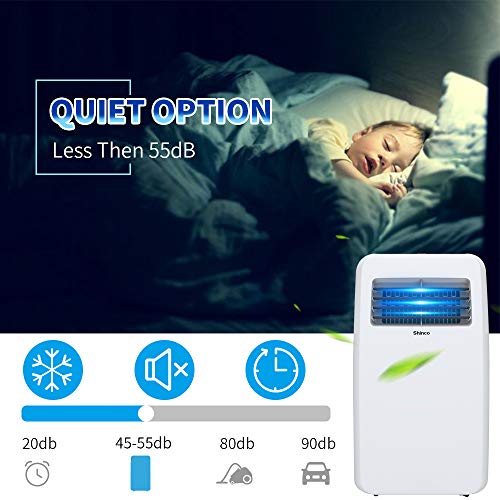 Shinco 8,000 BTU Portable Air Conditioners with Built-in Dehumidifier Function, Fan Mode, Quiet AC Unit Cools Rooms to 200 sq.ft, LED Display, Remote Control, Complete Window Mount Exhaust Kit