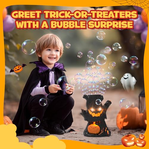 image for Joyfuture Halloween Bubble Machine, Haunted Stump Bubble Blower, USB R