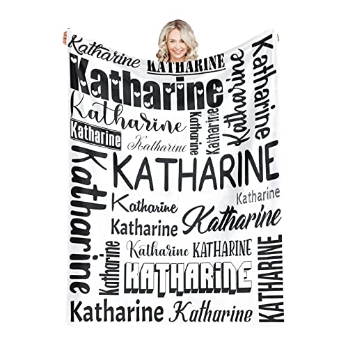 Personalized Blanket for Kids Adults Personalized Name Blanket Custom Blanket with Name Personalized Gifts for Christmas Birthday Valentines Day Mothers Fathers Day (White&Black, 40"x50")