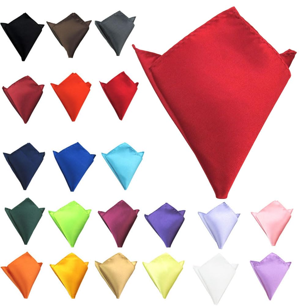 Van Der Linn Unisex Claret Pocket Handkerchief Square Plain Satin Wedding Formal Casual Groom Party Mens (Claret)