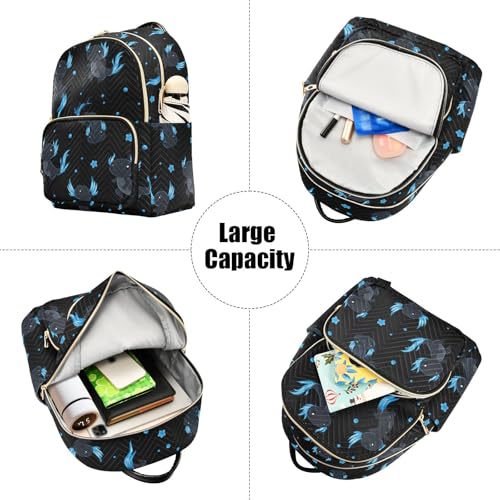 Image of Cute Axolotl Quilted Backpack Purse for Women Fashion Small Backpack M | Shoulder Bag Travel Casual Daypack