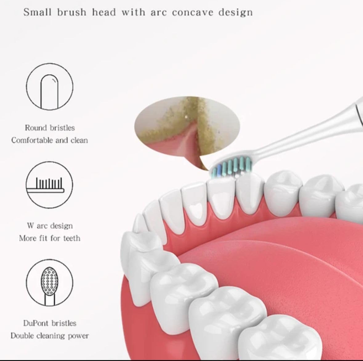 MDHL Sonic Vibration Toothbrush on its charging base with three spare brush heads.