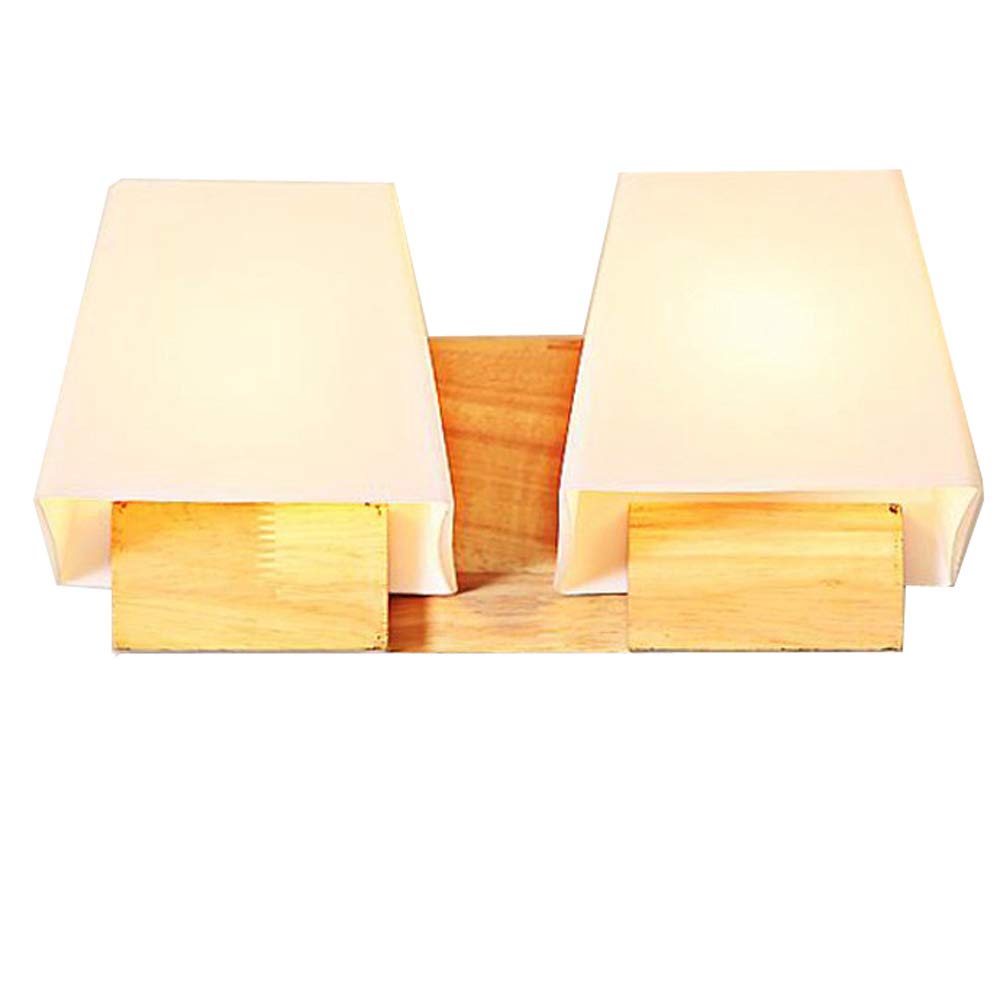 Trapezio in legno in vetro moderno cubo Camera bedsides lampada da parete prima specchio da bagno corridoio balcone corridoio illuminazione a parete Fissaggi 2 Heads