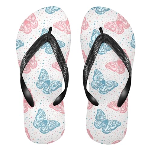 Burbuja Butterflies in Soft Colors Flip Flops for Women Men, Soft Thong Sandals Rubber Slippers for Pool Beach Essentials