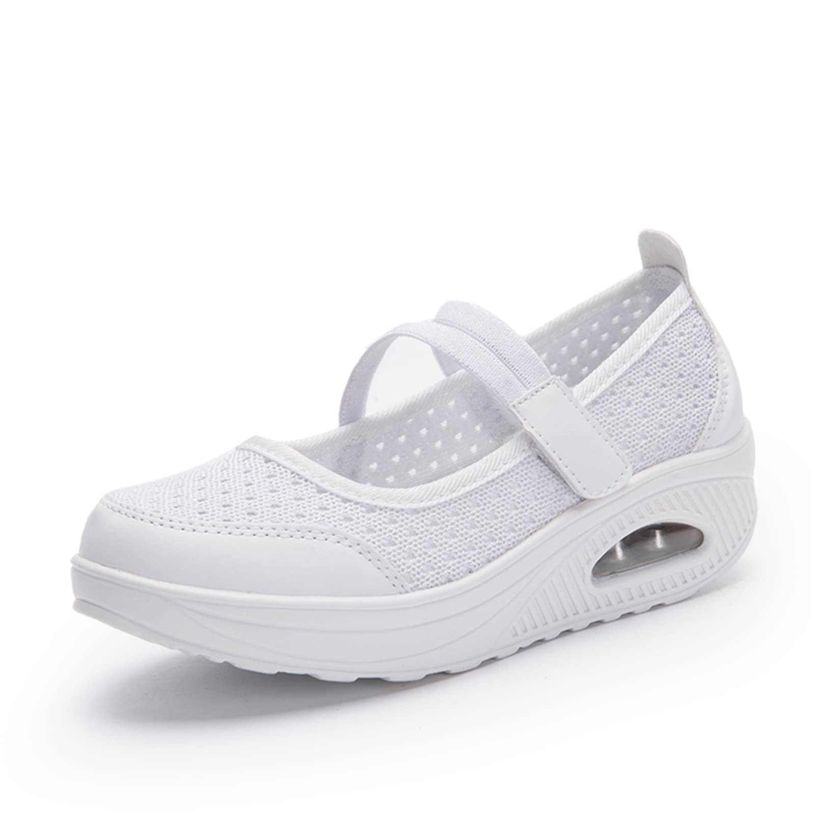 Photo 1 of Touchmosees Women's Nurse Sneakers Orthopedic Diabetic Walking Wedge Sneaker Platform Toning Rocker Shoes 8023 White 41