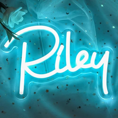 Image of Riley Name Neon Sign,LED Name Neon Light for Kids Bedroom,Birthday Party Decoration,Neon Sign Customizable for Girl,Birthday Riley Name Deocr,Size 7.1 * 6.3 inches(JTLD010-01)