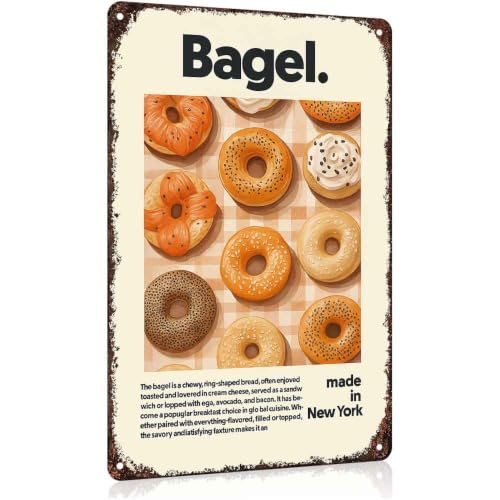 New York Bagel Food Aluminum Metal Sign 8 x 12 Inch