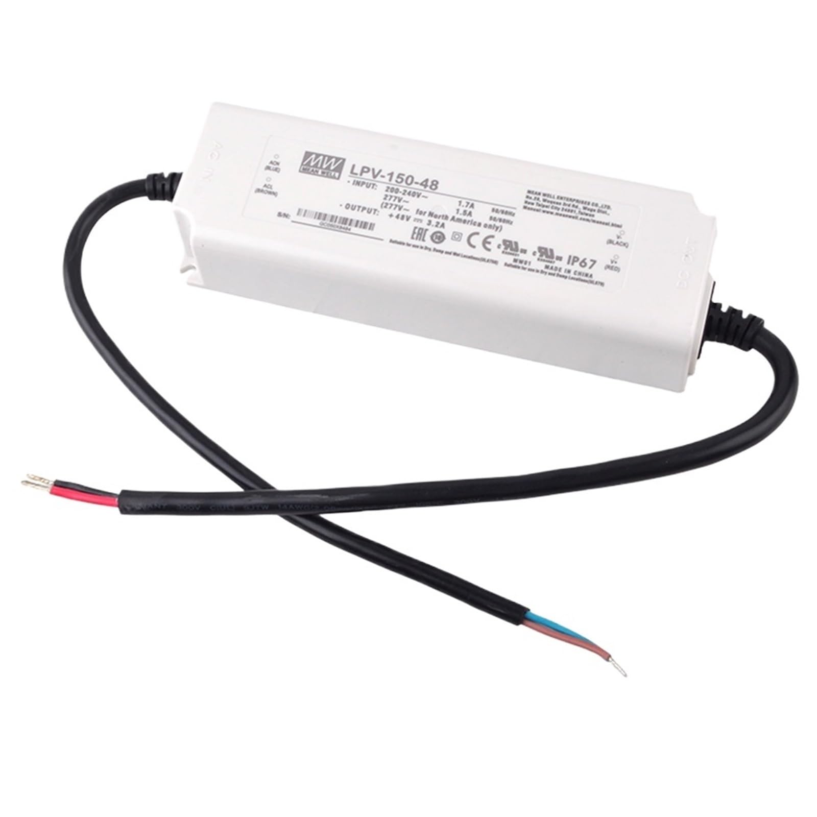 FCARUMIQP LED Driver LPV-150-48 48V 3.2A 150W Waterproof Constant Voltage DC Light Strip Switching Power Supply