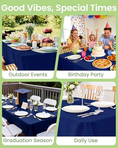 Image of LANLISA 4 Pack Navy Blue Plastic Tablecloth Disposable, 54 x 108 Inch