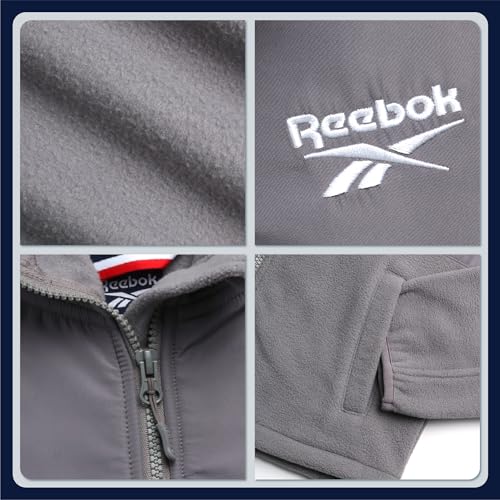 Image of Reebok Girls Fleece Jacket - Weather Resistant Lightweight Polar Fleece Line Zip Up Fleece Jacket for Girls Outerwear Coats
