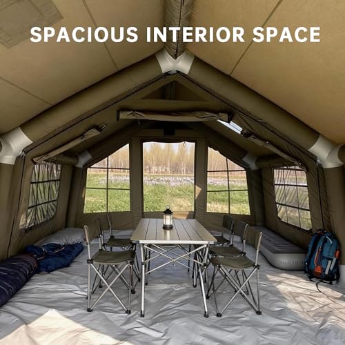 Luxury Large Inflatable Canvas Camping Tent, Skylight Stove Jack - Image 4
