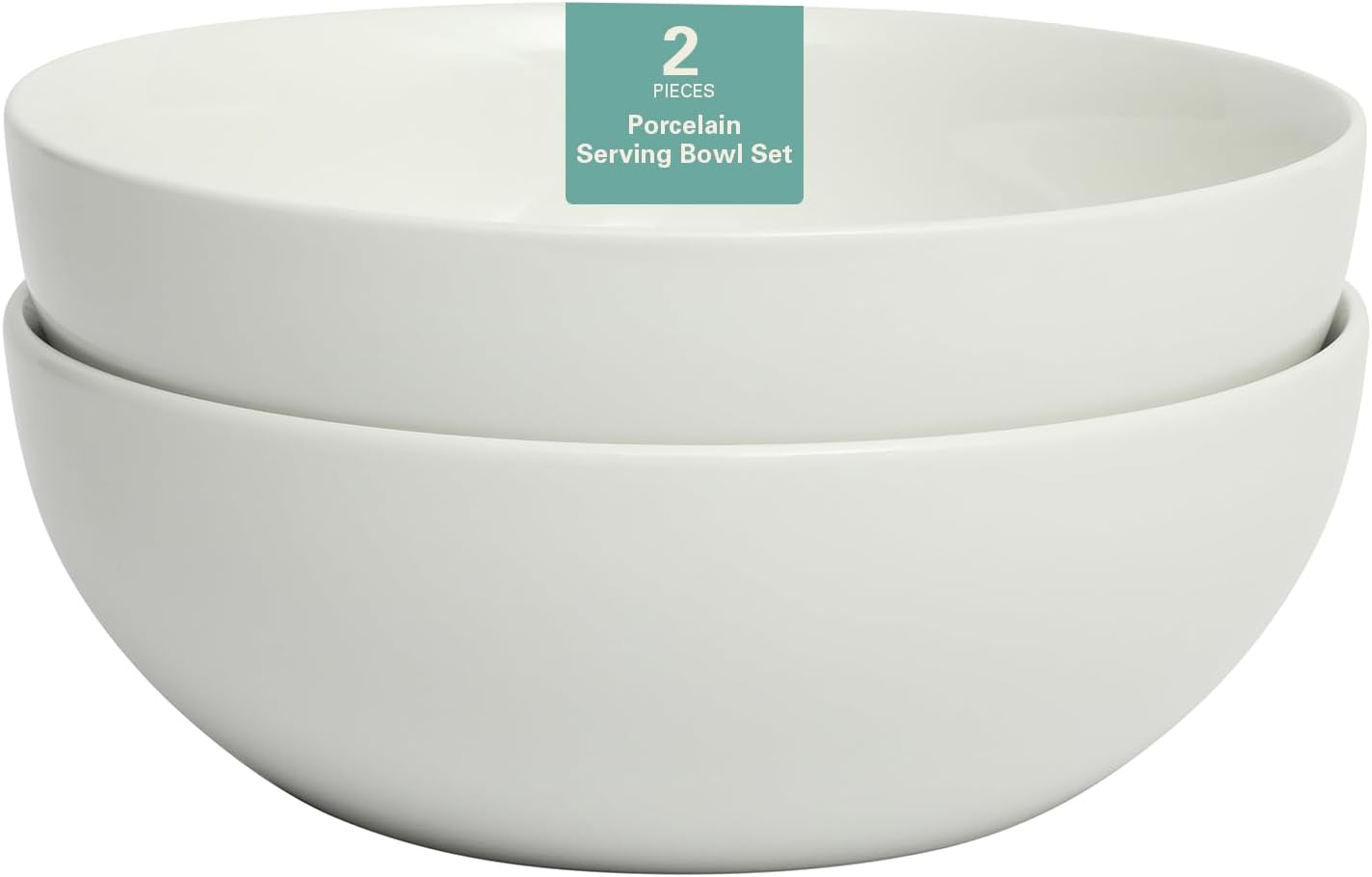 Gibson Home Great Essentials 2 Pack 100 OZ 10" Deep Salad Serving Bowl Set for Kitchen - Porcelain - Dishwasher and Microwave Safe