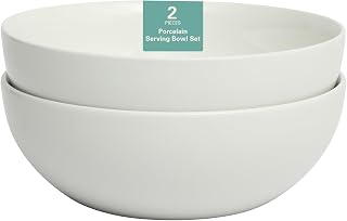 Gibson Home 100 oz Extra Large White Porcelain Serving Bowls Set of 2 - 10-Inch Stackable Salad Bowls, Dishwasher & Microwave Safe