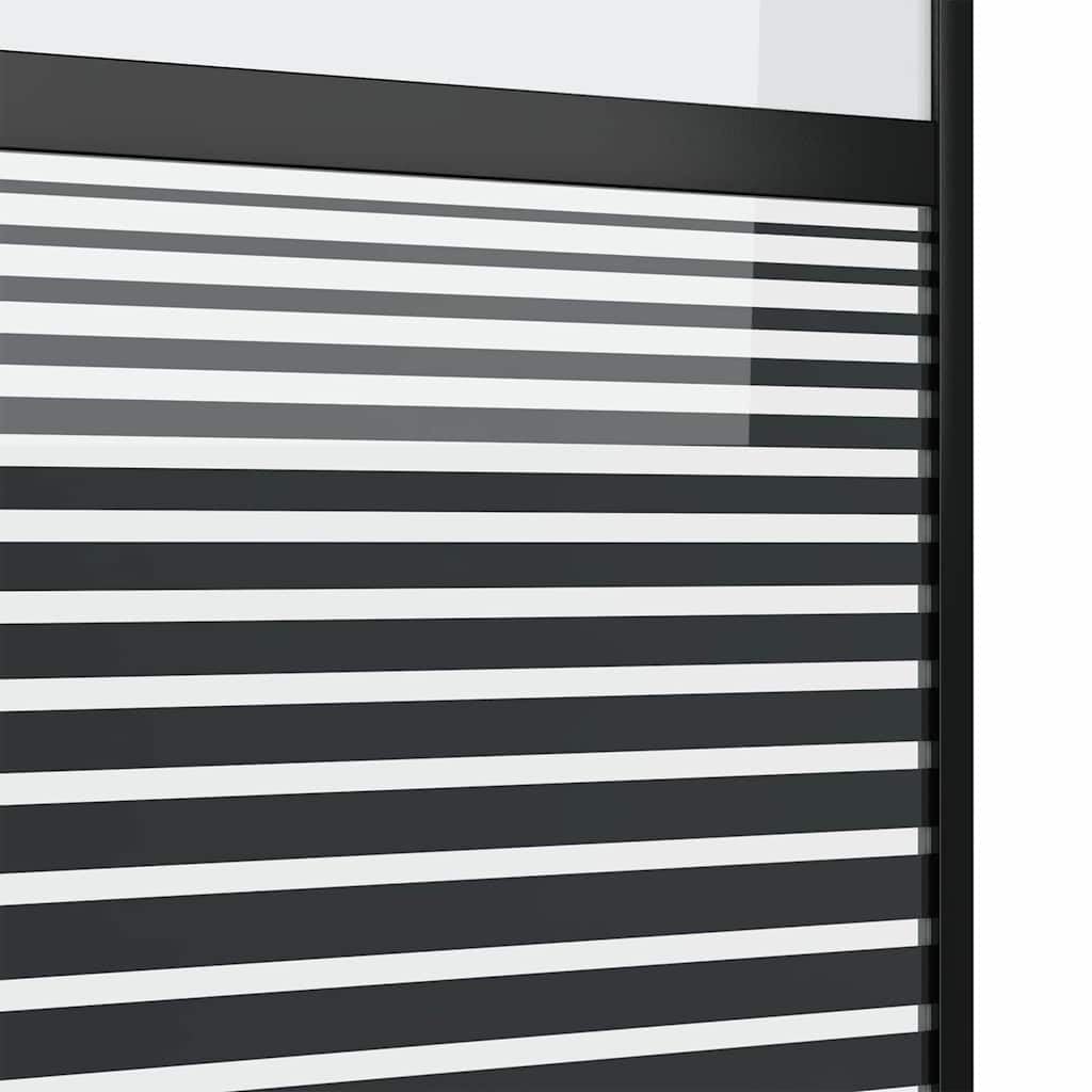 Puerta corredera de aluminio y cristal a rayas negras, tamaño total 90 x 2 x 205 cm, con tope para puerta, para interior como separador de habitaciones en el salón