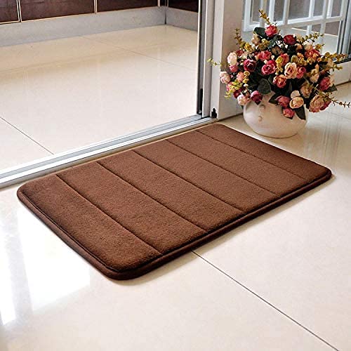 REMANG Strips Memory Foam Door Mats for Home/Office Non Slip Door Mat for Entrance Door Hallway Living Room Office Main Door Bathroom Kitchen Floor Mat Rugs Carpet - Brown