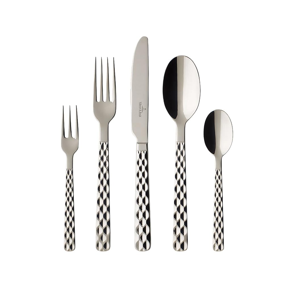 Villeroy & Boch - Boston Besteck Set 30 teilig 6 Personen, Spülmaschinenfest, Rostfrei, Tafelbesteck, Essbesteck, Gabel, Messer, Besteck 30 Tlg., Essbesteck Set, Besteckset, Edelstahl
