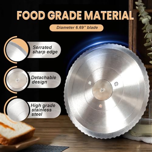 Manual Bread Slicer for Homemade Sourdough Bread, Adjustable Thickness&Evenly Slicing, Hand Crank Bread Slicer with Scale Line and Suction Cup, Serrated Blade Design, Patent:USD105861