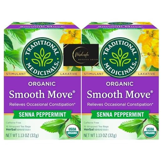 Senna Tea Bags Bundle with Traditional Stimulant Laxative Tea (2x16 bags) Smooth Move Organic Peppermint Caffeine Free and Wishesla Thank you card