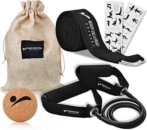 Volleyball Zubehör Sport Fitness und Therapie Set mit Massage-Ball, Fitness-Band, Yoga-Gurt Cover