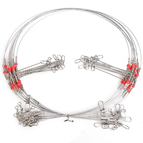 DIDA Best Wire Trace Leader Rig Stainless Steel 2 Arm Fishing Rigs Tooth Proof Tackle Lure Swivel Snaps Beads High-Strength Fishing Wire (60 PCS)