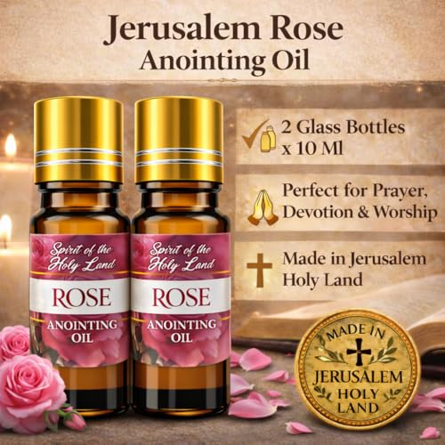 Biblical Rose of Sharon Anointing Oil from Jerusalem 2 Bottles x 10 ml | Devotional Holy Oil for Prayer and Blessing, Religious Gift Box