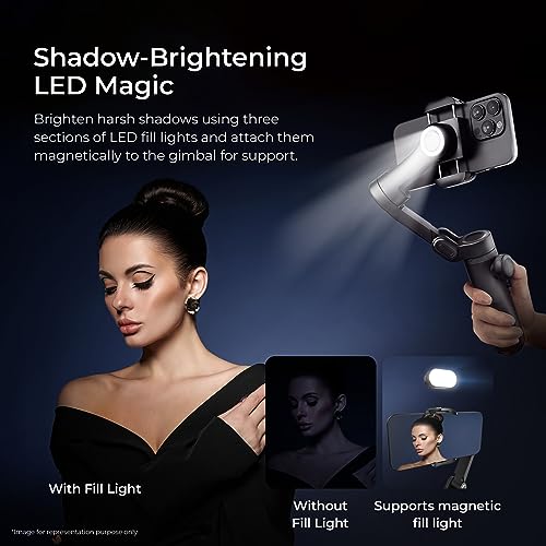 Image of Digitek (DSG-010 PRO) 3-Axis Black Smartphone Gimbal Pocket Size Foldable with Wireless Charging, 8 Creative Filming Modes, OLED Display & AI Face /Object Tracking, Android & iOS