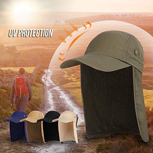 KKmoon Chapéu de proteção solar masculino UPF 50+ boné de aba larga pesca boné de sol com aba de pes